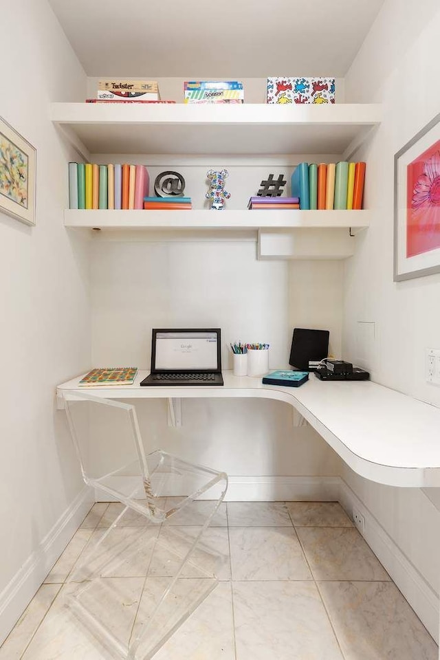 50 Riverside Dr Unit 10B, New York City, NY 10024 - office area featuring built in desk and baseboards
