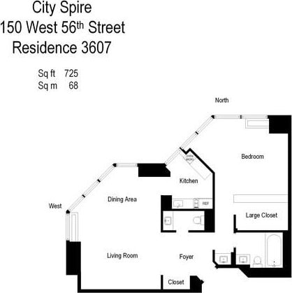150 W 56th St Unit 3607, New York City, NY 10019 - property floor plan