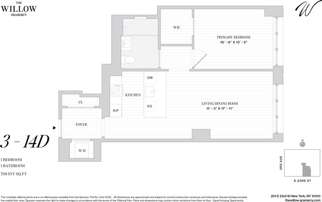 201 E 23rd St Unit 9D, New York City, NY 10010 - floor plan / room layout