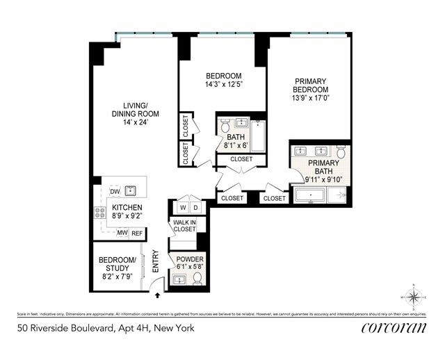 50 Riverside Blvd Unit 4H, New York City, NY 10069 - floor plan / room layout