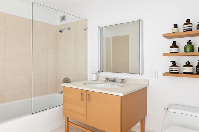 151 E 58th St Unit 42C, New York City, NY 10022 - full bathroom featuring vanity, shower / bathtub combination, and toilet