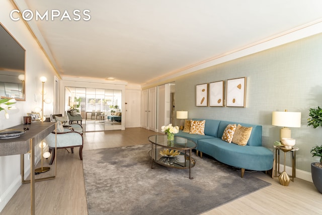 530 E 72nd St Unit 7C, New York City, NY 10021 - living area with wood finished floors and crown molding