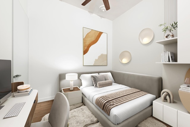 152 Wooster St Unit 2A, New York City, NY 10012 - bedroom with wood finished floors, baseboards, and ceiling fan