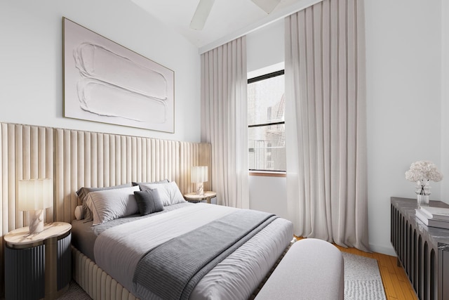 2 W 90th St Unit 2C, New York City, NY 10024 - bedroom with light wood-type flooring and a ceiling fan