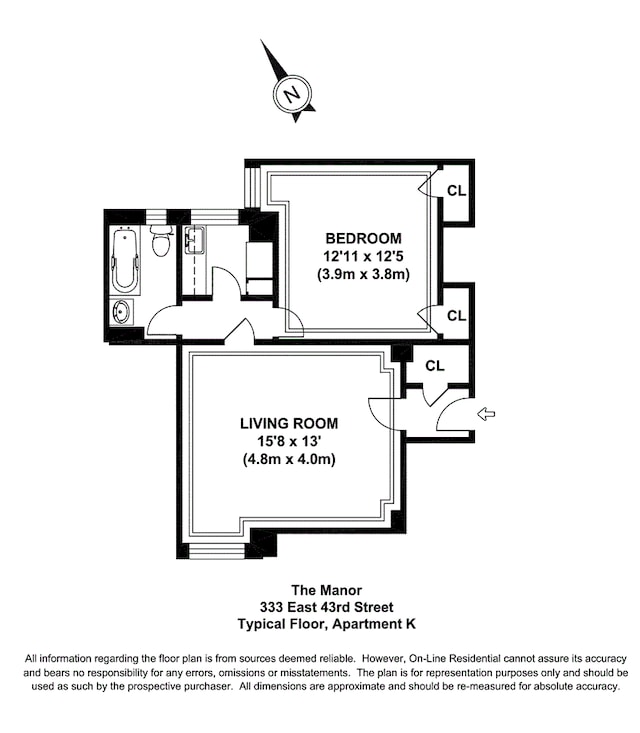 333 E 43rd St Unit 511, New York City, NY 10017 - floor plan / room layout