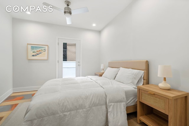 1604 Lexington Ave, New York City, NY 10029 - bedroom with wood finished floors, baseboards, recessed lighting, and a ceiling fan
