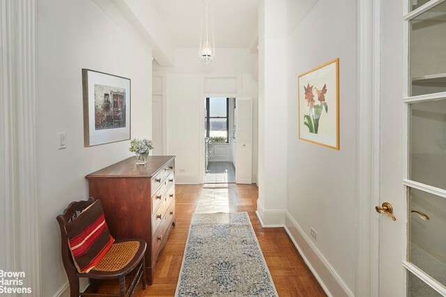210 Riverside Dr Unit 10F, New York City, NY 10025 - hall with dark wood-style flooring and baseboards