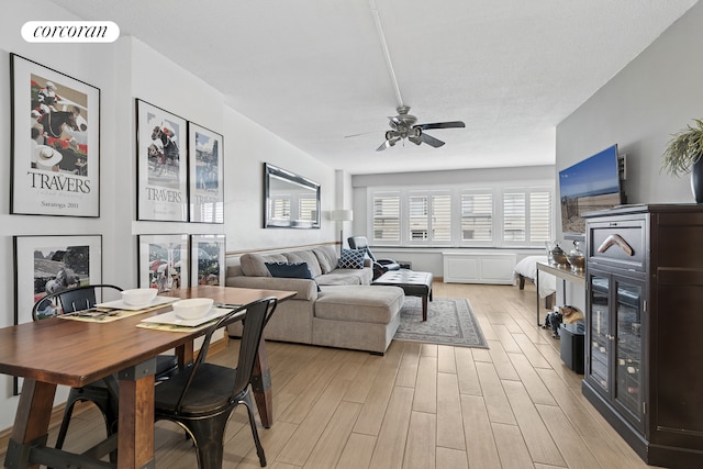 520 E 81st St Unit 8A, New York City, NY 10028 - living room featuring ceiling fan and light wood-style flooring