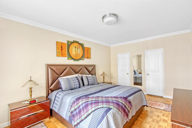 167 E 61st St Unit 11B, New York City, NY 10065 - bedroom with ornamental molding and baseboards