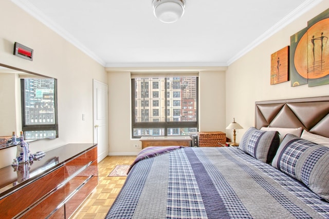 167 E 61st St Unit 11B, New York City, NY 10065 - bedroom featuring crown molding and baseboards
