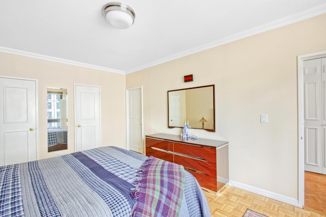 167 E 61st St Unit 11B, New York City, NY 10065 - bedroom featuring ornamental molding and baseboards