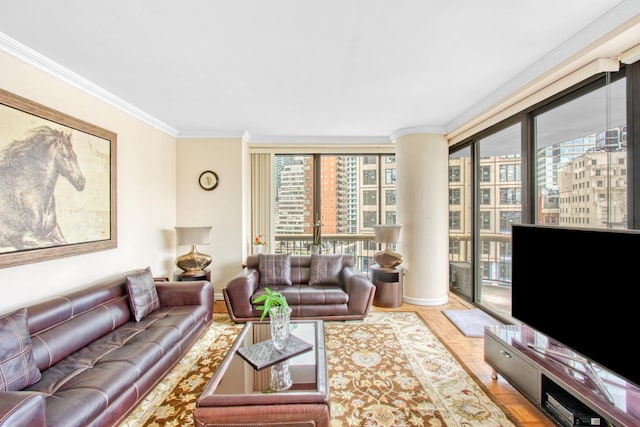 167 E 61st St Unit 11B, New York City, NY 10065 - living area with ornamental molding and plenty of natural light