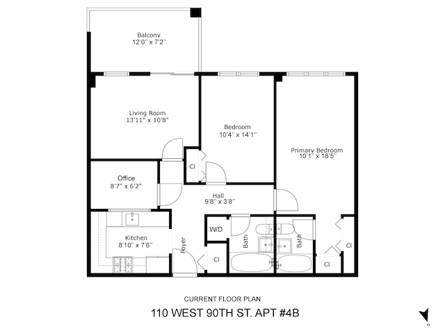 110 W 90th St Unit 4B, New York City, NY 10024 - floor plan / room layout