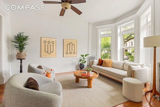 203 Lefferts Ave, New York City, NY 11225 - living room with wood finished floors and ceiling fan
