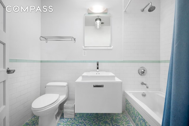 204 W 140th St Unit 4D, New York City, NY 10030 - full bathroom with tile walls, toilet, tiled shower / bath, vanity, and tile patterned flooring