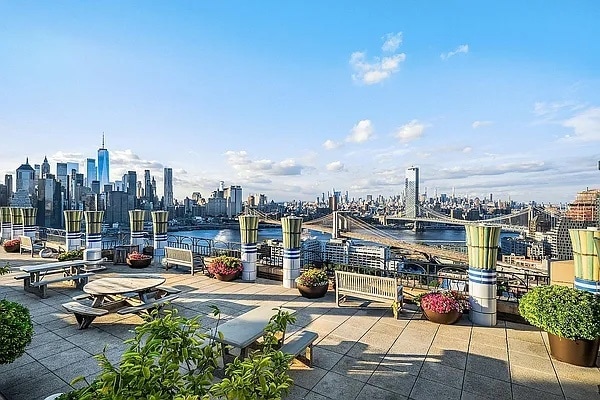 111 Hicks St Unit 5-Qr, New York City, NY 11201 - view of patio / terrace with a view of skyline and a water view