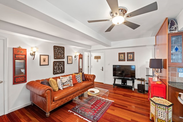 111 Hicks St Unit 5-Qr, New York City, NY 11201 - living area featuring wood finished floors, a ceiling fan, and baseboards
