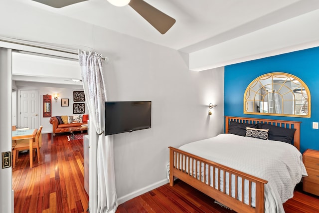 111 Hicks St Unit 5-Qr, New York City, NY 11201 - bedroom featuring baseboards, wood finished floors, and a ceiling fan