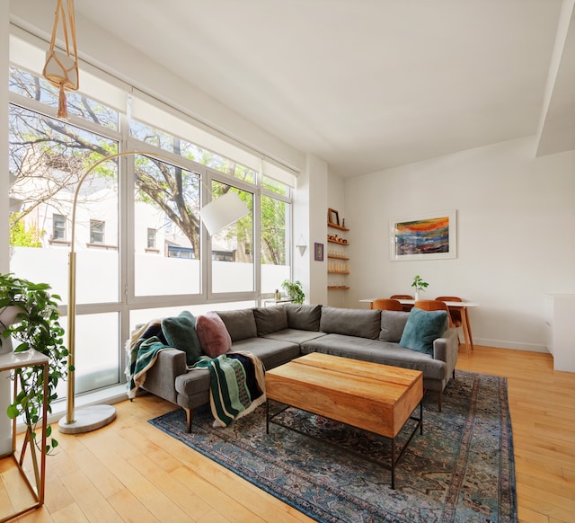 136 Powers St Unit 1G, New York City, NY 11211 - living area featuring light wood finished floors and baseboards