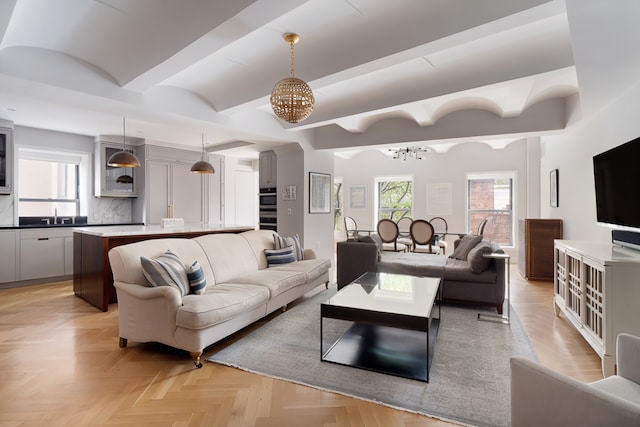 275 W 10th St Unit 5A, New York City, NY 10014 - living area with a chandelier