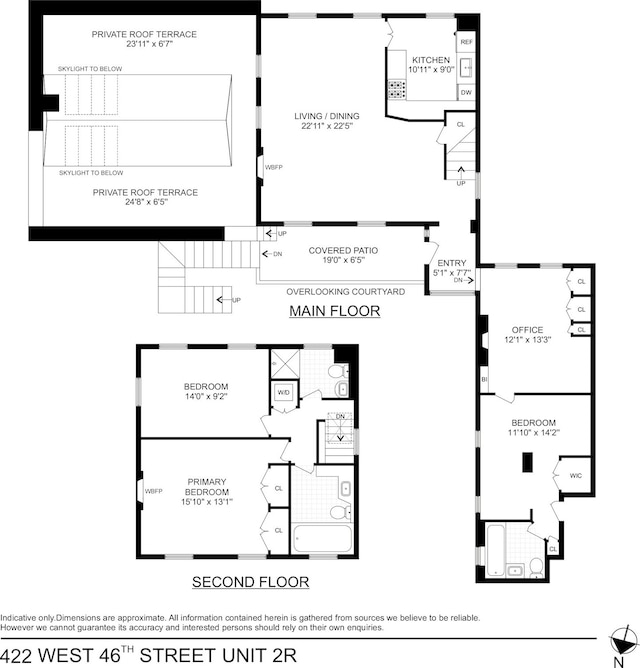 422 W 46th St Unit 2R, New York City, NY 10036 - floor plan / room layout