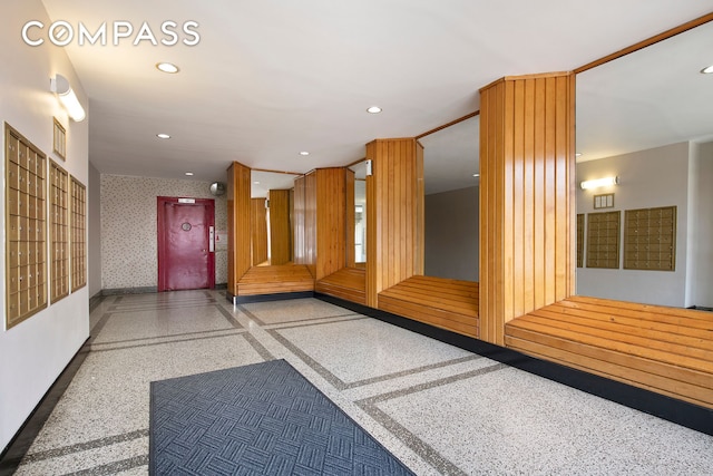180 Van Cortlandt Park S Unit 4C, New York City, NY 10463 - community lobby with wallpapered walls and recessed lighting