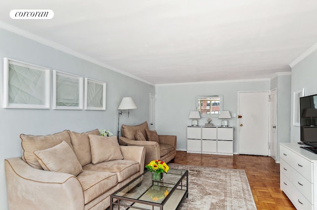 233 E 70th St Unit 8T, New York City, NY 10021 - living room with ornamental molding