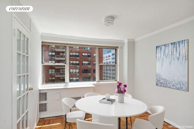 233 E 70th St Unit 8T, New York City, NY 10021 - dining space with ornamental molding