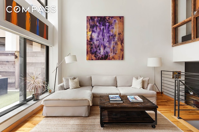 37 Bridge St Unit 1F, New York City, NY 11201 - living area featuring wood finished floors