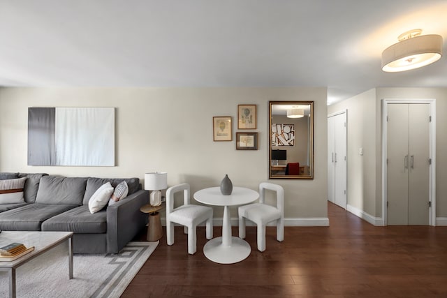 201 W 70th St Unit 15G, New York City, NY 10023 - living room with wood finished floors and baseboards