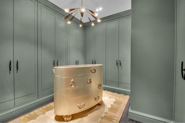 155 W 11th St Unit 4G, New York City, NY 10011 - detailed view of a decorative wall, a chandelier, and wood finished floors