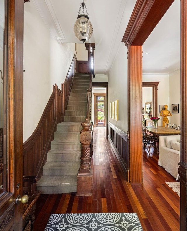 208 Garfield Place, New York City, NY 11215 - staircase featuring hardwood / wood-style flooring and crown molding