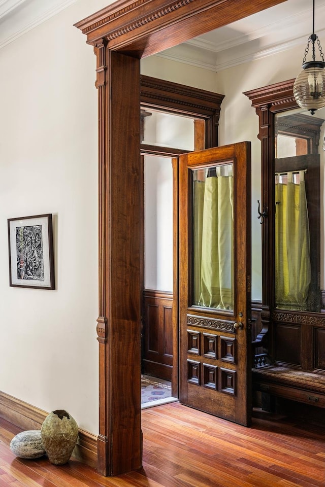 208 Garfield Place, New York City, NY 11215 - corridor featuring wood finished floors and ornamental molding
