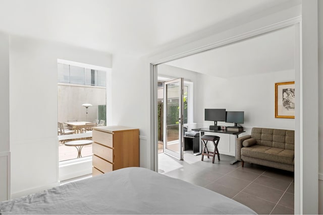 214 N 11th St Unit 1X, New York City, NY 11211 - bedroom featuring access to outside, an office area, and tile patterned flooring