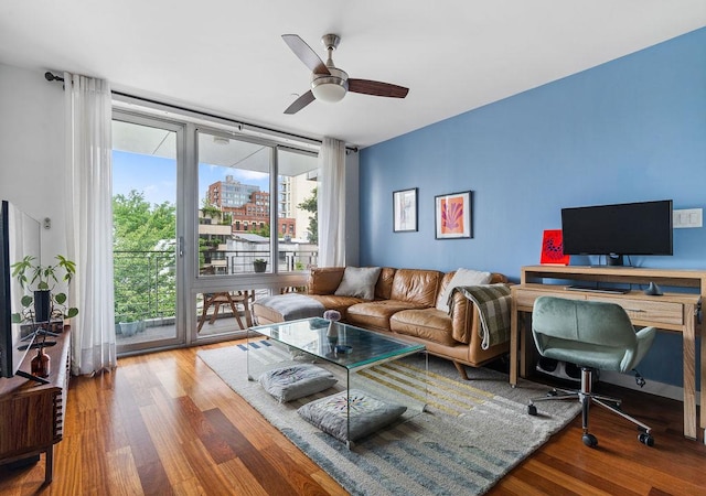 185 13th St Unit 3-B, New York City, NY 11215 - home office featuring wood finished floors and a ceiling fan