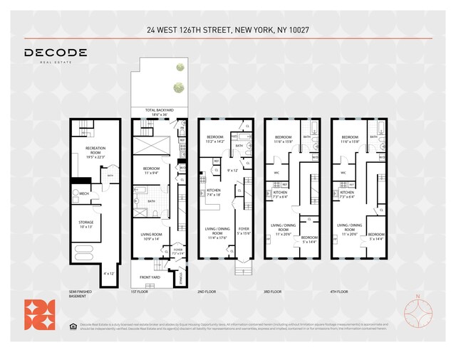 24 W 126th St, New York City, NY 10027 - kitchen with stainless steel counters, light tile patterned flooring, electric stove, beam ceiling, and an AC wall unit