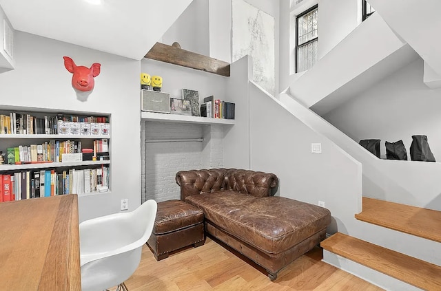24 W 126th St, New York City, NY 10027 - living area with wood finished floors and stairway