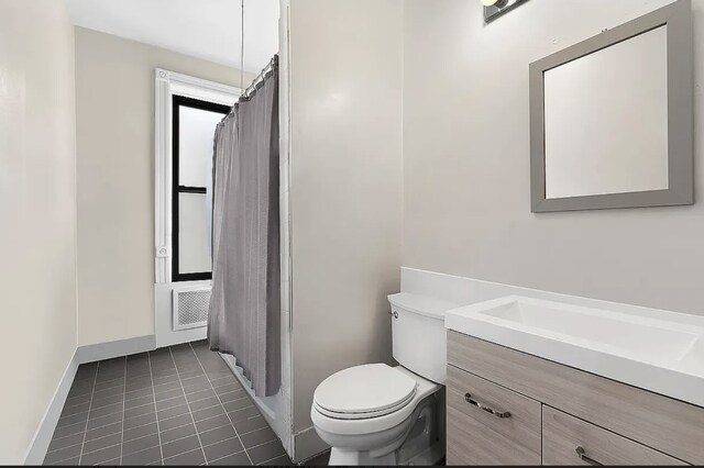 24 W 126th St, New York City, NY 10027 - bathroom featuring vanity, tile patterned flooring, and a shower with curtain