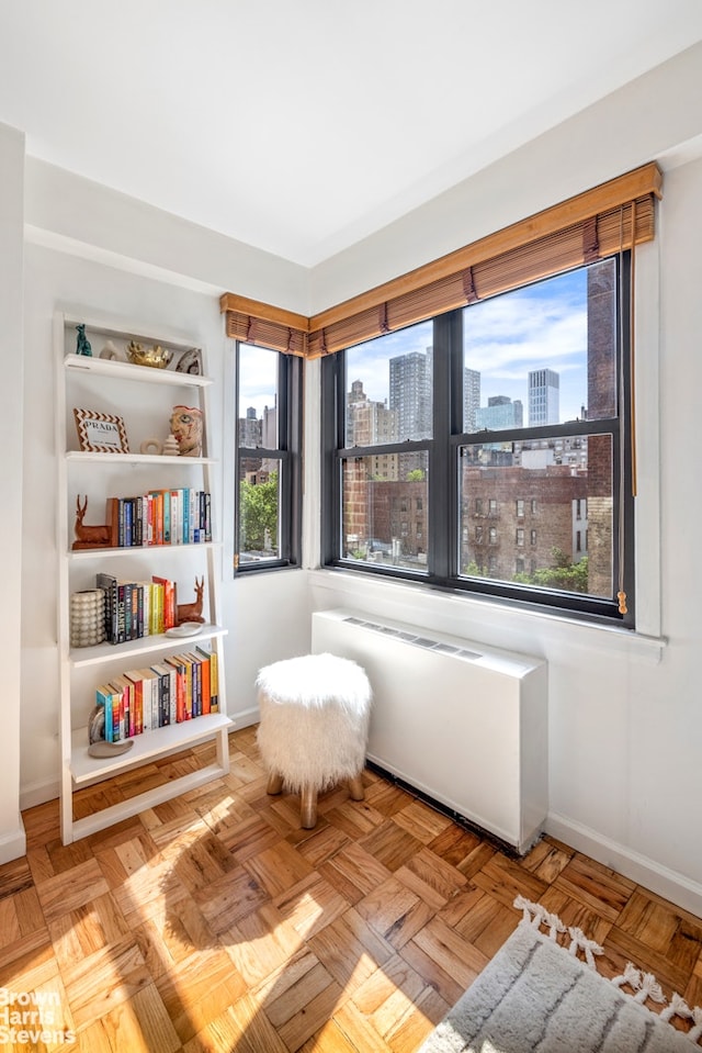 201 E 77th St Unit 7A, New York City, NY 10075 - sitting room featuring radiator and a city view