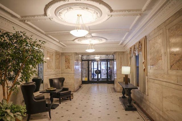 435 Convent Ave Unit 32, New York City, NY 10031 - building lobby with ornamental molding and coffered ceiling