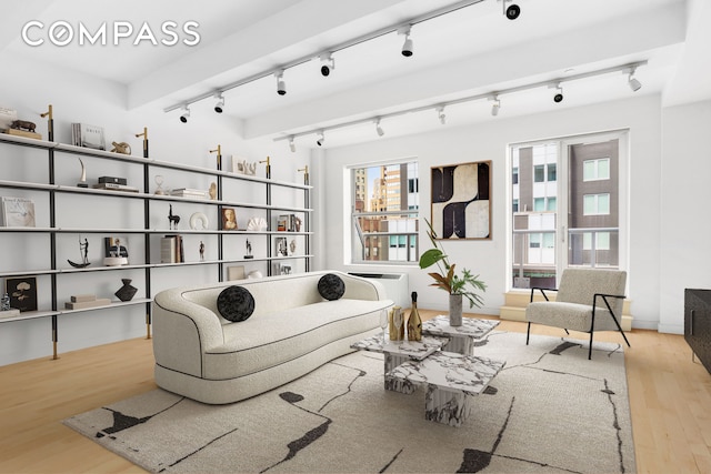 15 Broad St Unit 2414, New York City, NY 10005 - living area with wood finished floors and track lighting