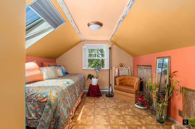 37 Centre St, New York City, NY 10464 - bedroom with multiple windows, lofted ceiling, baseboards, and a baseboard radiator