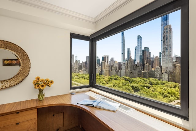 10 W 66th St Unit 30G, New York City, NY 10023 - detailed view of skyline, crown molding, and an office area