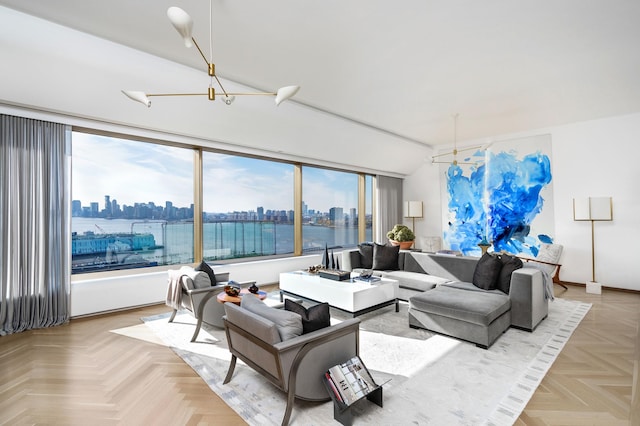 551 W 21st St Unit 16-B, New York City, NY 10011 - living room featuring healthy amount of natural light and a view of skyline