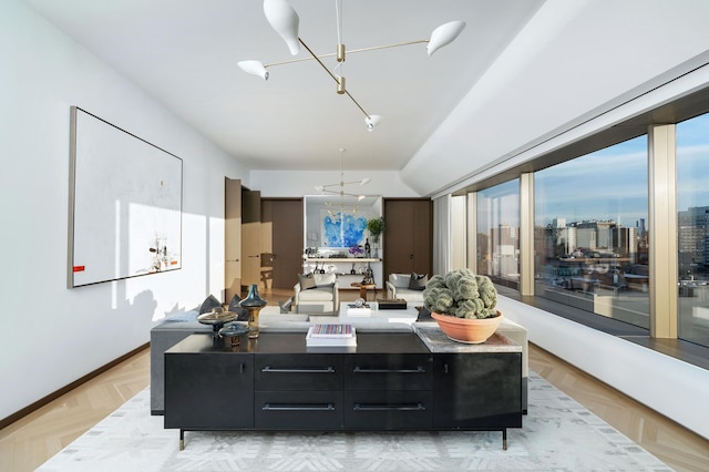551 W 21st St Unit 16-B, New York City, NY 10011 - living area featuring a chandelier