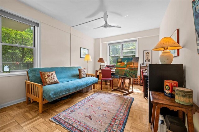 750 Kappock St Unit 1A, New York City, NY 10463 - sitting room with a ceiling fan and baseboards