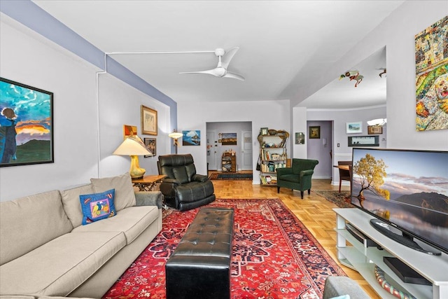 750 Kappock St Unit 1A, New York City, NY 10463 - living area with a ceiling fan
