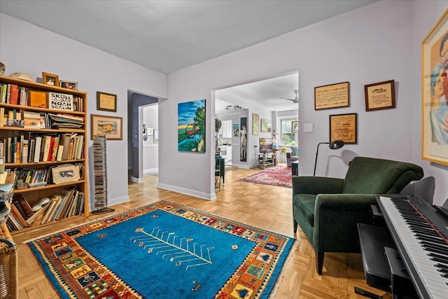 750 Kappock St Unit 1A, New York City, NY 10463 - sitting room with baseboards and a ceiling fan
