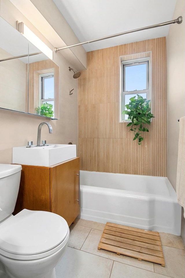 220 Berkeley Pl Unit 3K, New York City, NY 11217 - bathroom with toilet, tub / shower combination, vanity, and tile patterned flooring