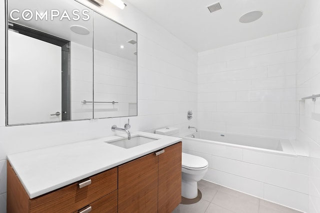 64 Clifton Place, New York City, NY 11238 - full bathroom with toilet, vanity, tile patterned floors, and shower / tub combination